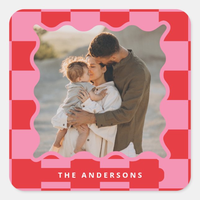 Adesivo Quadrado Foto de Natal mínima do controlo moderno das ondas (Frente)