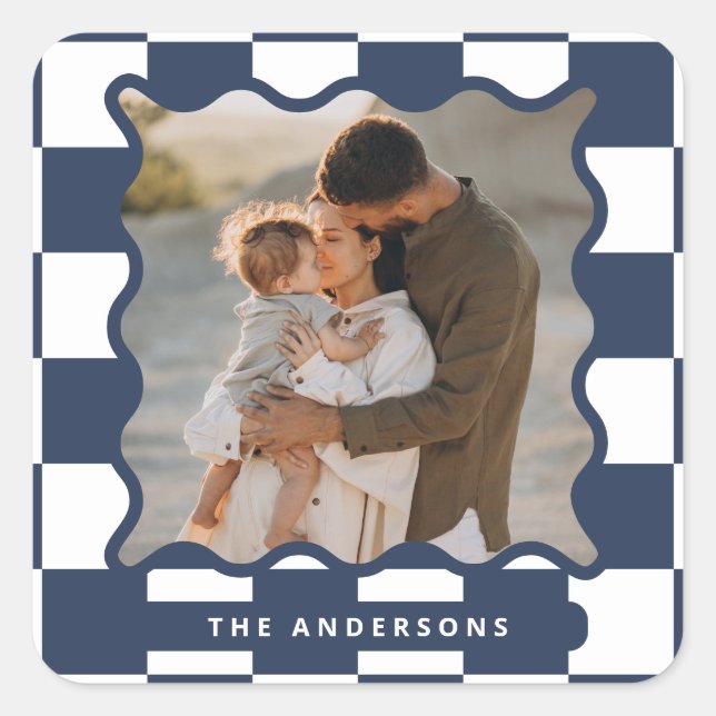 Adesivo Quadrado Foto de Natal mínima do controlo moderno das ondas (Frente)