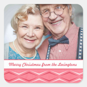 Adesivo Quadrado Foto de Natal moderna do Meio século rosa