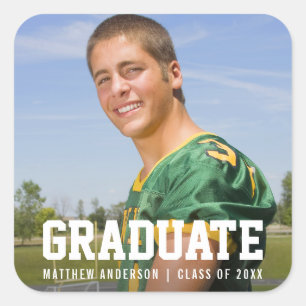 Adesivo Quadrado Foto do Anúncio de Graduação do Esporte Moderno