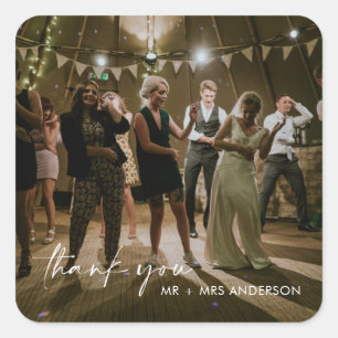 Adesivo Quadrado Foto do Dia do Casamento Obrigado Padrões