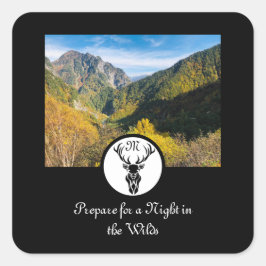 Adesivo Quadrado Foto do Monograma Silhouette Stag Preto