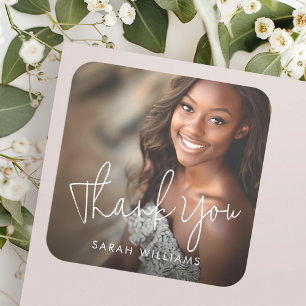 Adesivo Quadrado Foto do obrigado moderno de graduação de script