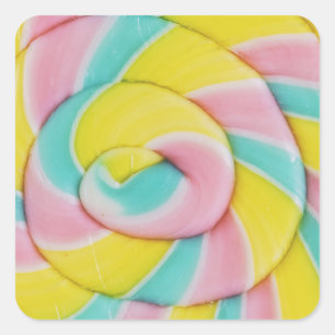 Adesivo Quadrado Foto do Pastel Rainbow Spiral Candy
