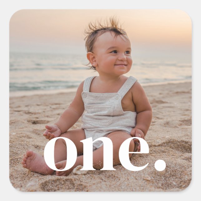 Adesivo Quadrado Foto do primeiro aniversario - um (Frente)