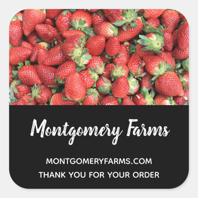 Adesivo Quadrado Foto do Red Juicy Strawberry Business (Frente)