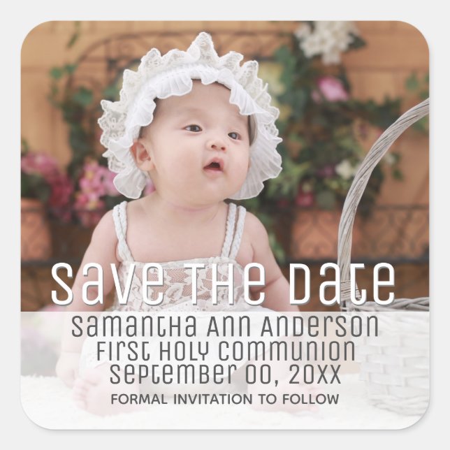 Adesivo Quadrado Foto em primeiro lugar, sagrada comunhão, minimali (Frente)