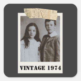 Adesivo Quadrado Foto Infantil Personalizada & Ano Vintage Personal