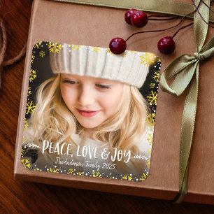 Adesivo Quadrado Foto: Joy Dourado Snowflake Holiday Custom
