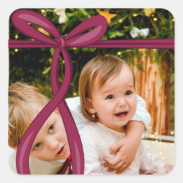 ADESIVO QUADRADO FOTO LAÇO DE FITA DE OXICOCOS