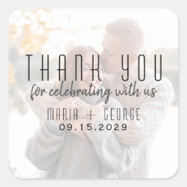 Adesivo Quadrado Foto Moderna Casamento Obrigado Sticker