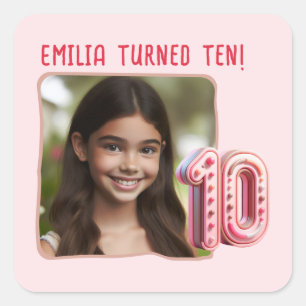 Adesivo Quadrado Foto personalizada - 10ª Festa de aniversário