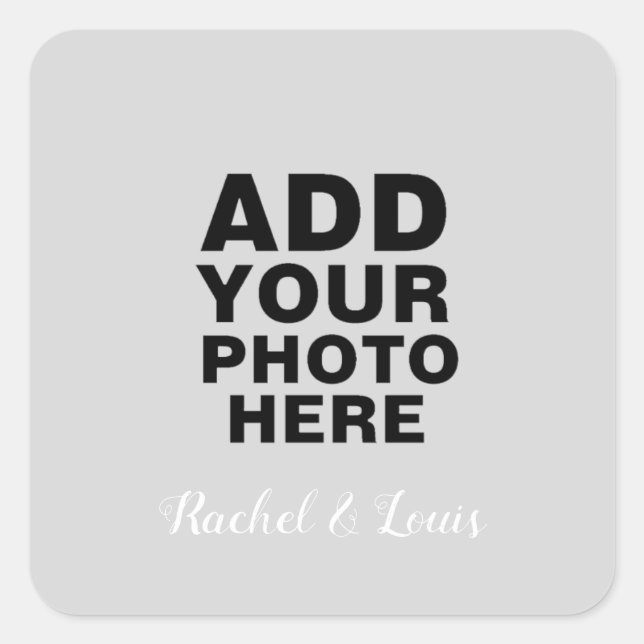 Adesivo Quadrado foto personalizada com nomes (Frente)