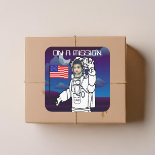 Adesivo Quadrado Foto personalizada da astronomia espacial astronau