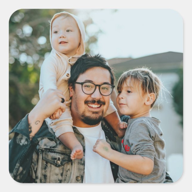 Adesivo Quadrado Foto Personalizada da Família Personalizada (Frente)