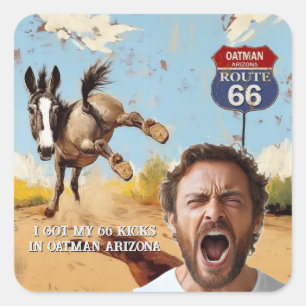 Adesivo Quadrado Foto Personalizada da Rota 66 em Oatman