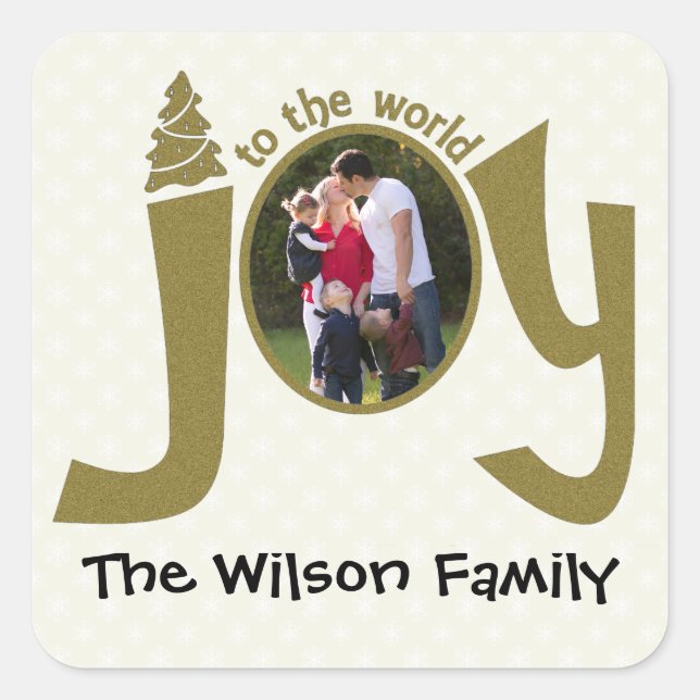 Adesivo Quadrado Foto personalizada de alegria ao mundo (Frente)