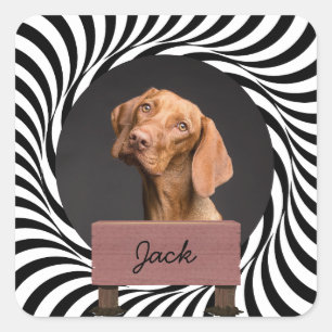 Adesivo Quadrado Foto personalizada de cão de Natal de ilusão