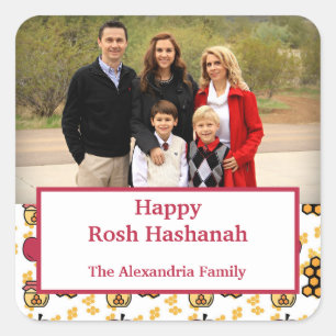 Adesivo Quadrado Foto personalizada de Feliz Rosh Hashanah Jewish A