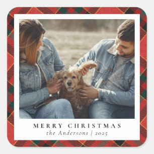 Adesivo Quadrado Foto personalizada de Natal elegante e feliz
