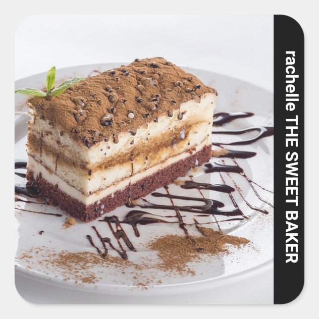 Adesivo Quadrado Foto personalizada de texto lateral (Frente)