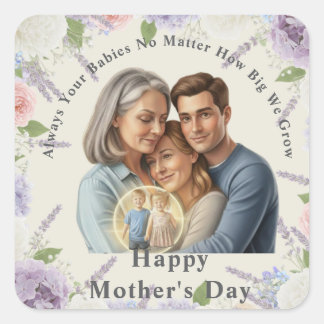 Adesivo Quadrado Foto personalizada do Dia das Mães Sempre seus beb