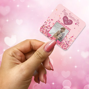Adesivo Quadrado Foto Personalizada do Dia dos Namorados Corações R