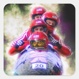 Adesivo Quadrado Foto personalizada do esporte bobsled