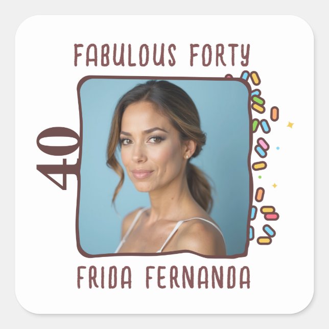 Adesivo Quadrado Foto personalizada Fabulosa de 40 Festas de aniver (Frente)
