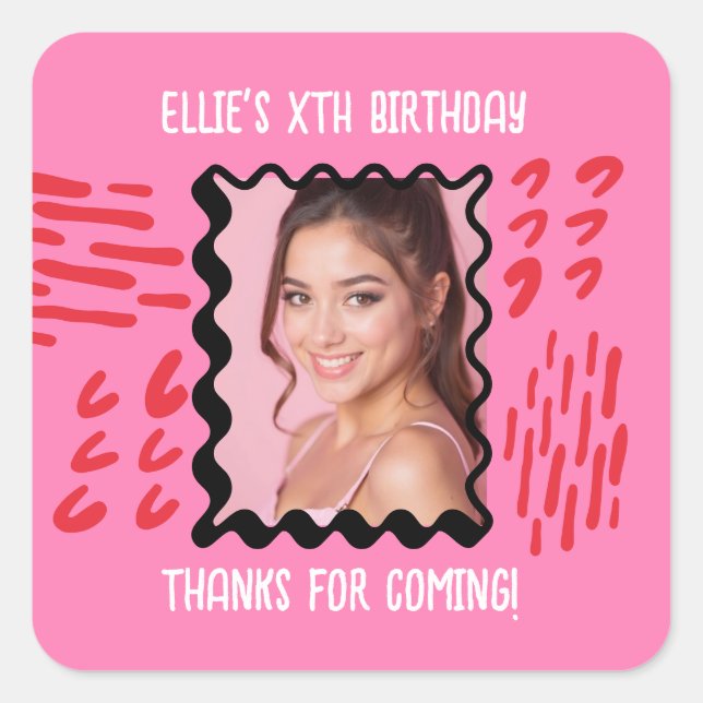 Adesivo Quadrado Foto personalizada - Favoritos para festas de rabi (Frente)