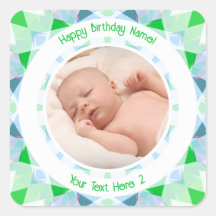 Foto Personalizada Nome Idade Azul Verde Aniversár