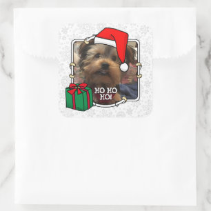 Adesivo Quadrado Foto personalizada Santa Hat Pet HO HO