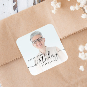 Adesivo Quadrado Foto personalizada - Script preto 50º aniversário