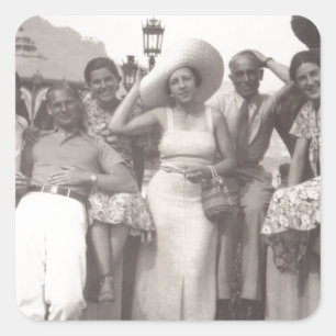 Adesivo Quadrado Foto preto e branco do poster das viagens vintage