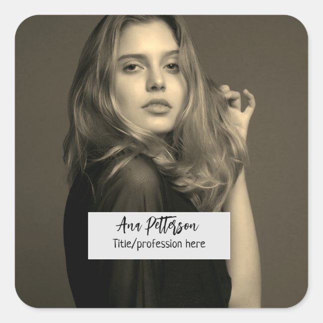 Adesivo Quadrado foto profissional QR website email social moderno (Frente)