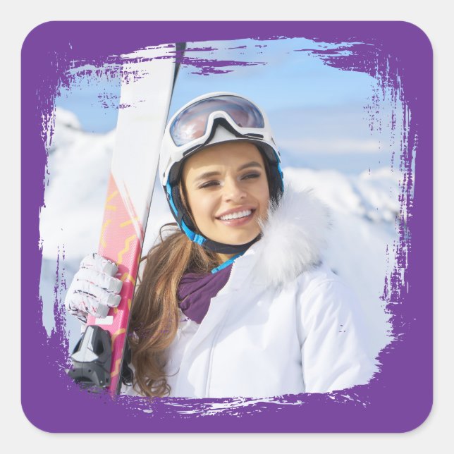 Adesivo Quadrado Foto Real Purple Modern Grunge Border (Frente)