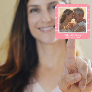 Adesivo Quadrado Foto Romântica De Coração Cor-De-Rosa Esmagada