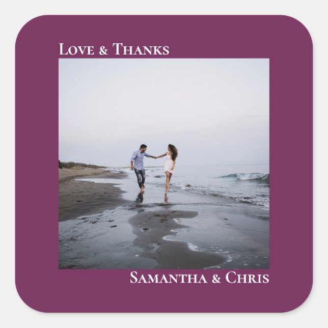 Adesivo Quadrado Foto simples Cassis Purple Love & Obrigados Casame (Frente)