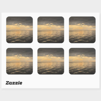 Adesivo Quadrado Fotografia da Reflexão do Pôr do Sol no Oceano-Lin