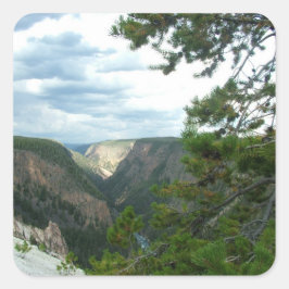 Adesivo Quadrado Fotografia de Yellowstone, mostra quedas de água,