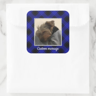 Adesivo Quadrado Fotografia personalizada com legenda Pet Blue & Bl