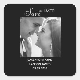 Adesivo Quadrado Fotografia Preta Elegante Tipografia Chic Stylish