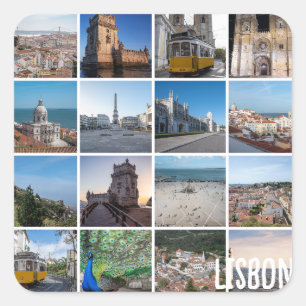 Adesivo Quadrado Fotos de Mosaico Lisboa, Portugal