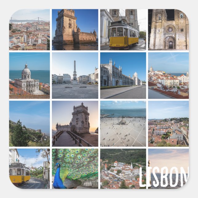 Adesivo Quadrado Fotos de Mosaico Lisboa, Portugal (Frente)