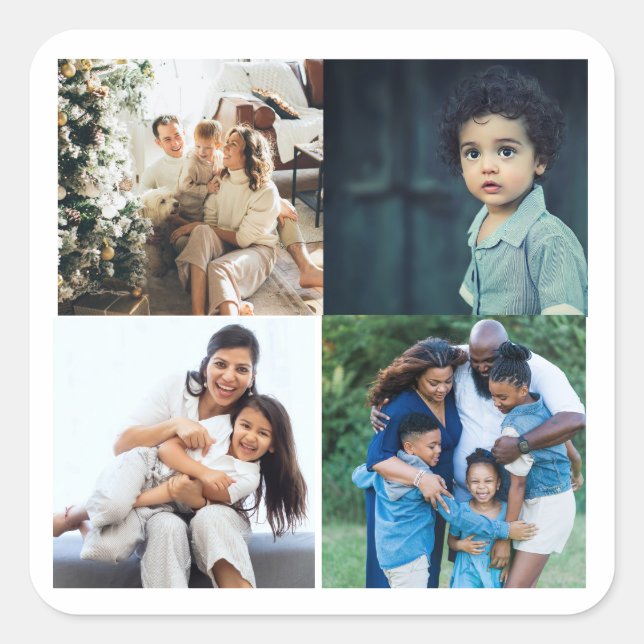 Adesivo Quadrado Fotos personalizadas de colagem moderna 4 (Frente)