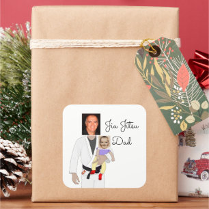 Adesivo Quadrado Fotos personalizadas e texto manuscrito do Pai Jiu