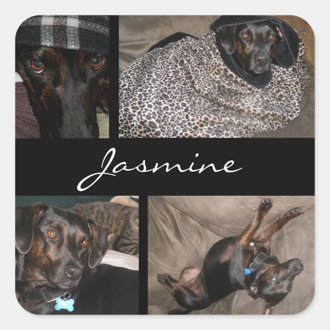 Adesivo Quadrado Fotos personalizáveis Colagem Monogramas (Frente)