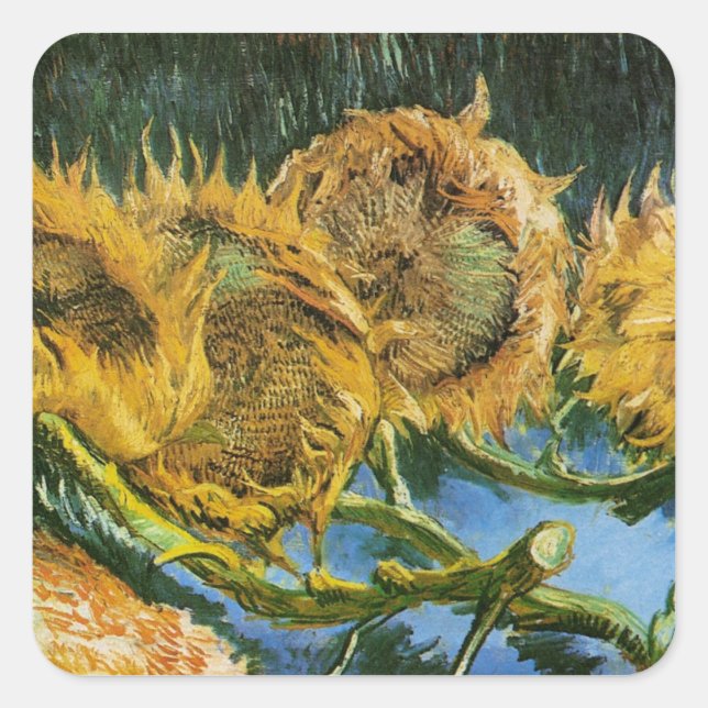 Adesivo Quadrado Four Cut Sunflower por Vincent van Gogh (Frente)