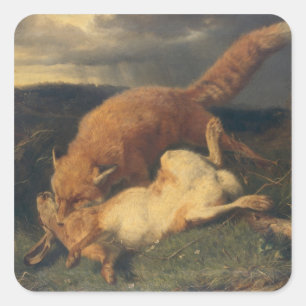 Adesivo Quadrado Fox and Hare, 1866