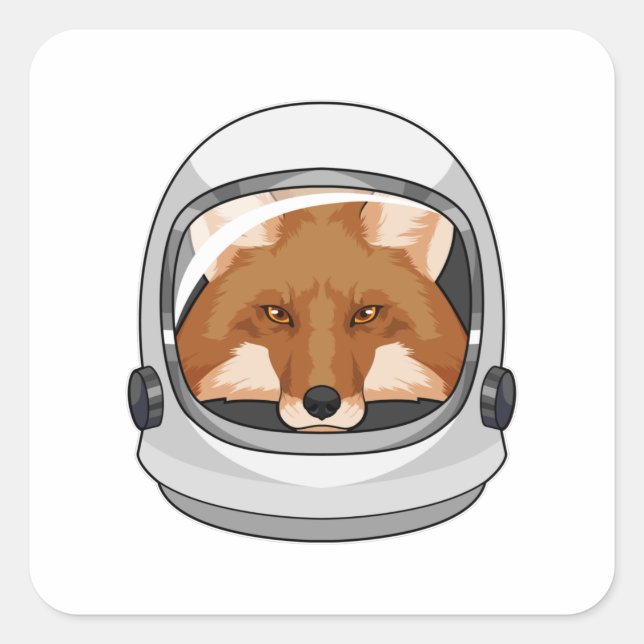 Adesivo Quadrado Fox como astronauta com capacete (Frente)